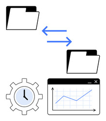 data transfer between folders with time management vector image