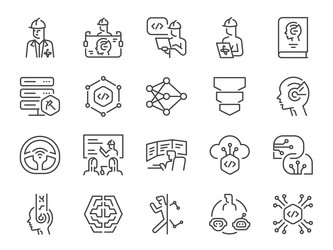 machine learning engineer icon set vector