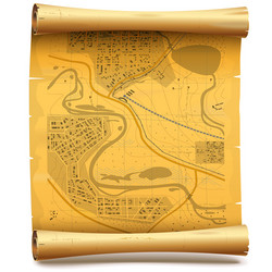 Paper scroll with map vector