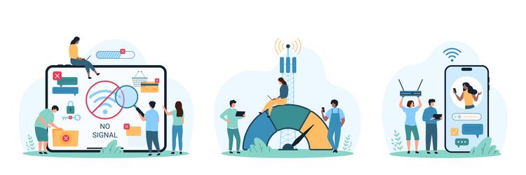 wireless connection and access speed test set vector image
