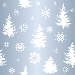 seamless pattern with fir trees and snowflakes vector image