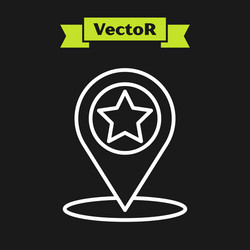 white line map pointer with star icon isolated vector image