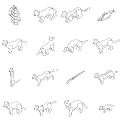 mink icons set outline vector