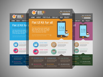 one page website flat ui design template vector image