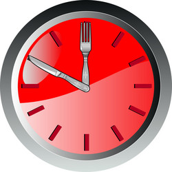 Wall clock spoon and fork eating time vector