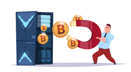 Data storage bitcoin center with hosting servers vector