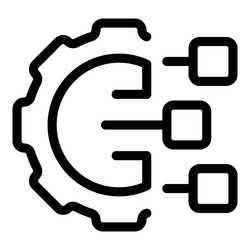 gear connecting to data blocks representing vector image