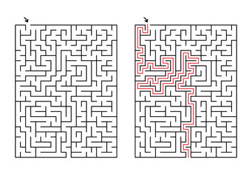 rectangle labyrinth with entry and exit vector image