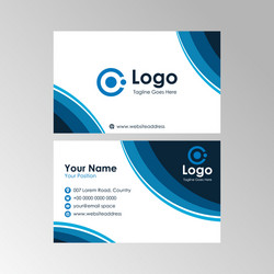 Simple abstract blue stylish wave business card vector