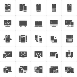 con set - device and responsive solid icon style vector