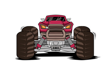 Set of monster trucks. pickup truck with big wheels Cartoon car design  ideas for boys. 14569380 PNG