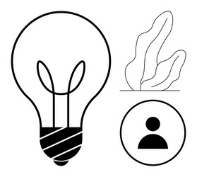 lightbulb user icon and abstract plant elements vector image