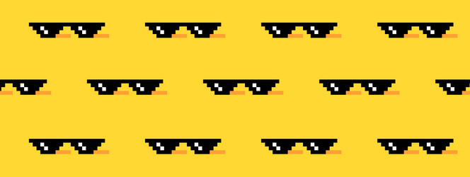 Meme pixel glasses on yellow vector