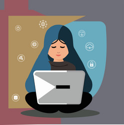 computer hacker with laptop icon vector image