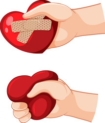 Hand holding bandaged heart vector