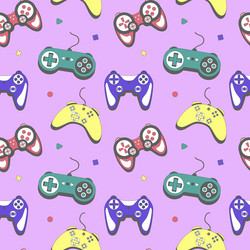 seamless pattern gamepad controller vector image
