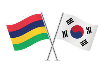 Mauritius and south korea crossed flags vector