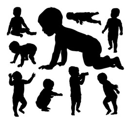Baby Silhouettes - Playful Motion Vector Image