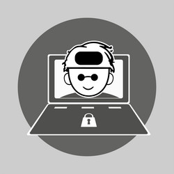 computer hacker with laptop icon vector image