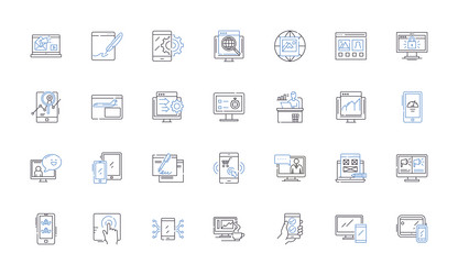 information superhighway line icons collection vector