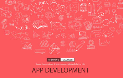 App development concept with doodle design style vector