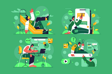 Man on slide in smartphone designer at work vector