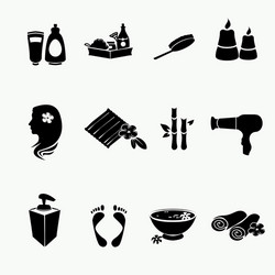 Spa doodle hand drawn sketch black icons set vector