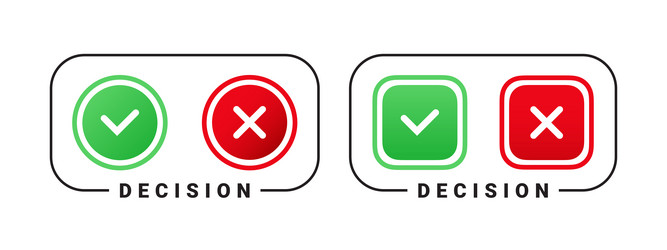 decision check mark green red cross vector