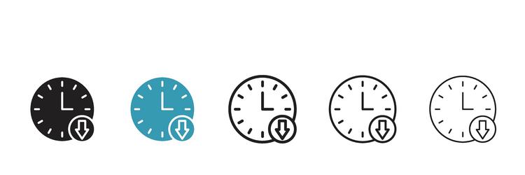 less time icon set reduce clock hourglass and low vector