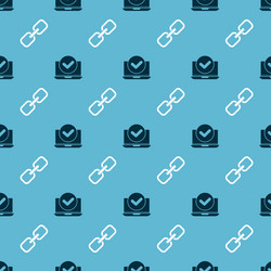 Set laptop and chain link on seamless pattern vector