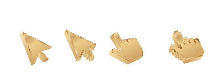 click cursor 3d gold icon computer mouse vector image