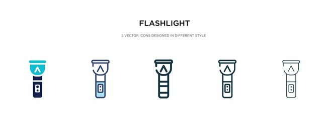 flashlight icon in different style two colored vector