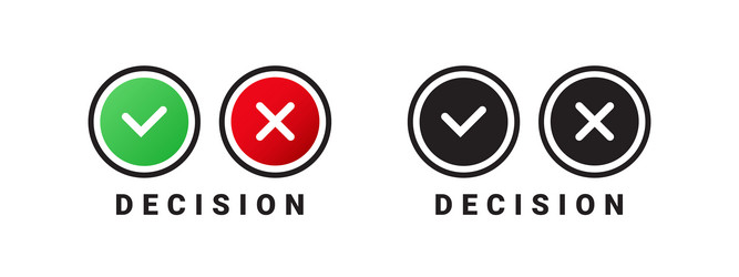 round decision check marks green mark red vector