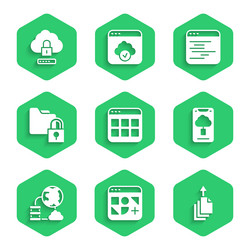 set browser files different data export cloud vector image