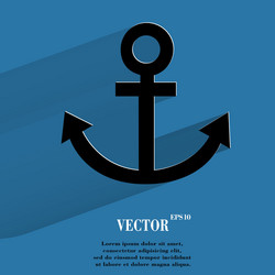 Anchor flat modern web button with long shadow vector