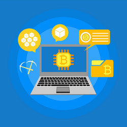 blockchain scheme mining crypto currency server vector image