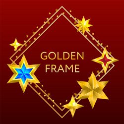 frame golden stars on background new year vector