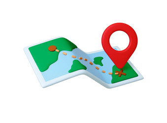 map 3d with travel route render navigation vector image