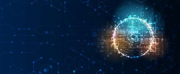 technology banner design with hexagons abstract vector image