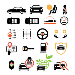 Car specification and performance objects icons vector