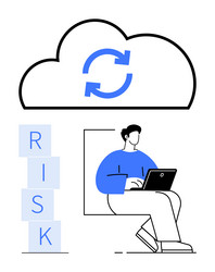 cloud data synchronization and risk analysis vector image