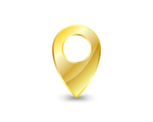 golden marker location icon map pointer vector