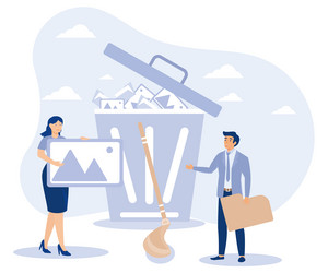 delete concept tiny people deleting data flat vector image