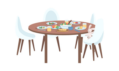 dining table semi flat color element vector