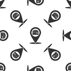 grey map pointer with fast food burger icon vector image