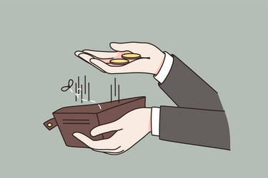 man hold wallet count coins have financial vector