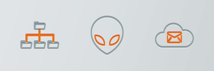 set line cloud mail server folder tree and alien vector image