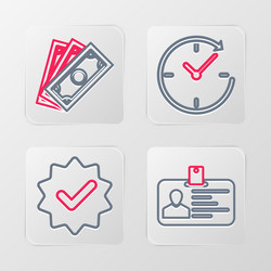 set line identification badge approved and check vector image