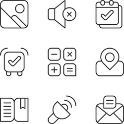 Smartphone interface pixel perfect linear icons vector