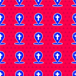 blue map pointer with christian cross icon vector image